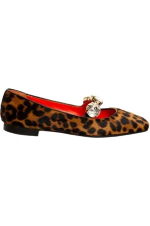 Prosperine Sko, Dame, Flerfarvet, 41 EU, Leopard Print Ballerina med Juvelbånd