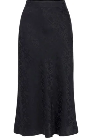 Elisabetta Franchi Nederdel, Dame, Sort, M, Flared Midi Nederdel med Jacquard Bogstaver