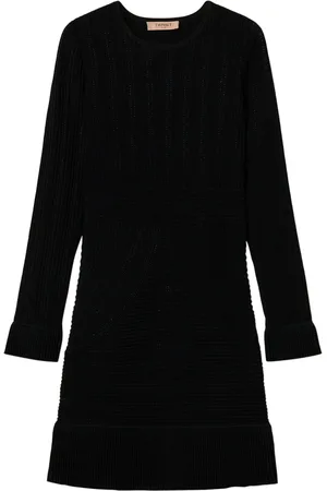 Twin-Set Kjole, Dame, Sort, M, Nylon, Elegant Sort Midi Kjole