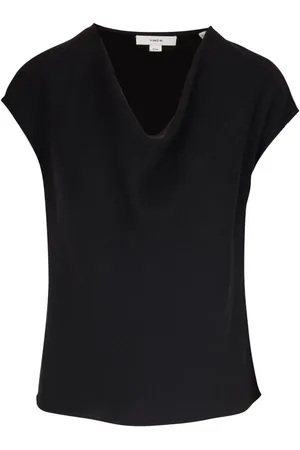 Vince Bluser & Skjorter, Dame, Sort, L, Elegant Sort Cap Sleeve Bluse