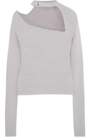Simkhai Strik, Dame, , L, Uld, Sweater med Asymmetrisk Mockneck