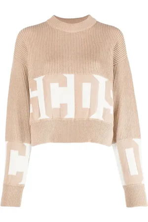 GCDS Strik, Dame, Brun, L, Bomuld, Casual Brun Sweater