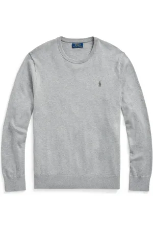 Ralph Lauren Strik, Herre, Grå, XL, Bomuld, Casual Grå Pullover Sweater
