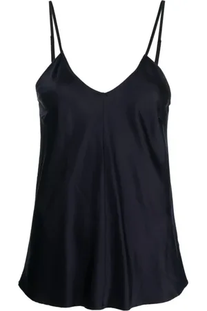 FORTE FORTE Top, Dame, Blå, XL, Satin, Blå Silke Satin Elegant Bluse