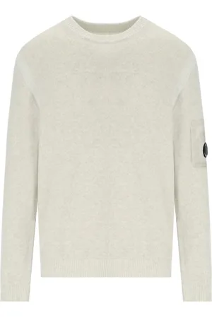 C.P. Company Strik, Herre, Hvid, L, Uld, Hvid Melange Crewneck Jumper med Vanisé
