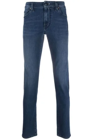 sartoria tramarossa Jeans, Herre, Blå, W31, Bomuld, Blå Stretch Straight Jeans