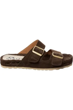 MANEBI Sko, Dame, Brun, 36 EU, Suede, Suede Cocoa Sandaler med Gummisål