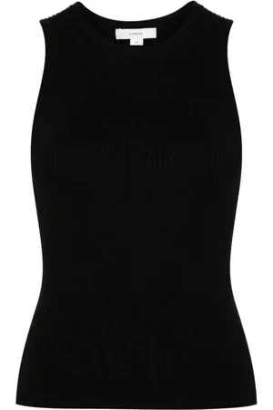 Vince Top, Dame, Sort, S, Uld, Ribbet Ærmeløs Tank Top