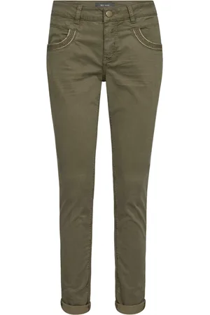 Mos Mosh Jeans, Dame, Grøn, W29, Bomuld, Havskildpadde Broderede Jeans