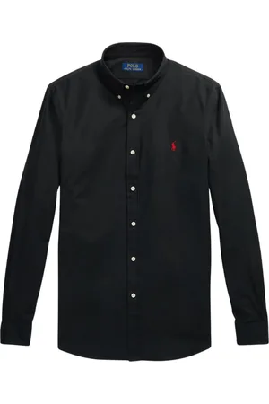 Ralph Lauren Skjorte, Herre, Sort, XL, Bomuld, Slim-Fit Stretch Poplin Skjorte