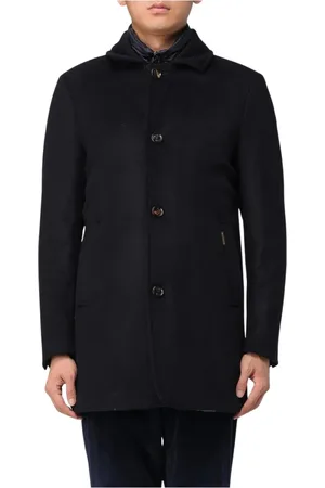 MOORER Frakke, Herre, Blå, XL, Uld, Bæver uldfrakke, cashmere blanding