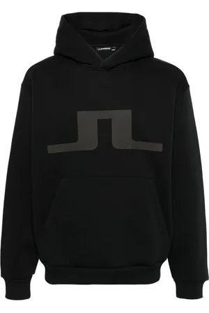 J Lindeberg Sweathshirts & Hoodies, Herre, Sort, L, Bomuld, Sort Grafisk Hættetrøje Casual Sweater