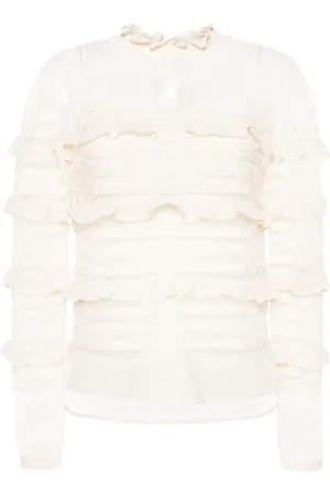 Twin-Set Bluser & Skjorter, Dame, , S, Polyester, Elegant Ruffle-detalje Top