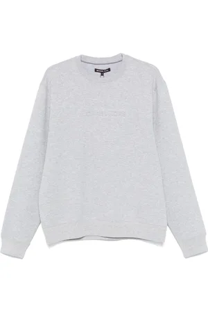 Michael Kors Sweathshirts & Hoodies, Herre, Grå, XL, Bomuld, Grå præget logo crew sweater