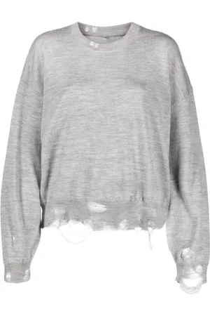 R13 Strik, Dame, Grå, S, Uld, Grå Uld Cropped Sweater