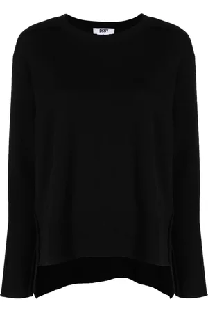DKNY Strik, Dame, Sort, XS, Uld, Sort Uld Crew Neck Sweater