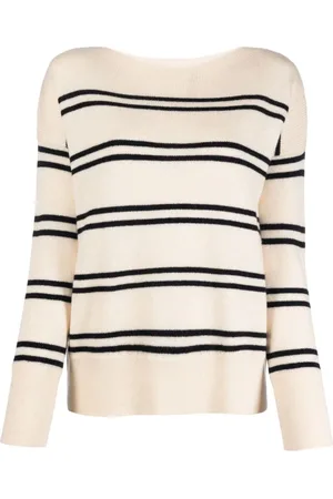 Vince Strik, Dame, , XL, Uld, Stribet Uld Cashmere Sweater