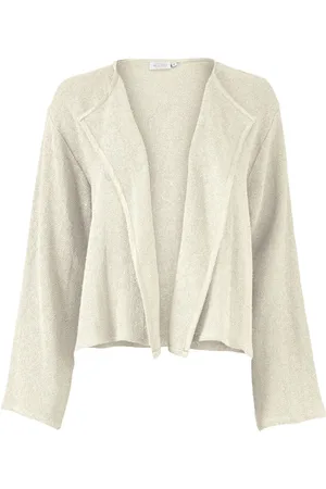 Masai Strik, Dame, Hvid, XL, Uld, Stilfuld Offwhite Cardigan Julitta