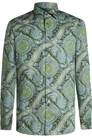 Etro Skjorte, Herre, Flerfarvet, M, Bomuld, Casual Paisley Print Langærmet Skjorte