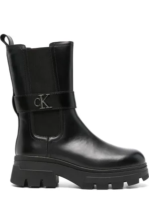 Calvin Klein Sko, Dame, Sort, 38 EU, Læder, Chunky Combat Chelsea Ankelstøvler