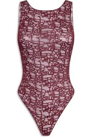 Elisabetta Franchi Top, Dame, Rød, S, Uld, Rød Ærmeløs Top med Logo Print