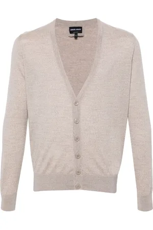 Giorgio Armani Strik, Herre, , 2XL, Uld, Elegant Uld Cardigan