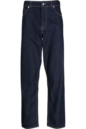 Maison Kitsuné Jeans, Herre, Blå, W32, Denim, Indigo Denim Tapered Jeans