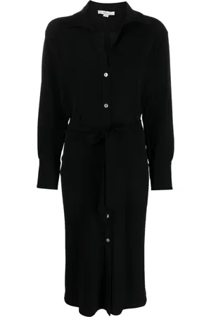 Vince Kjole, Dame, Sort, S, Polyester, Elegant Sort Midi Kjole