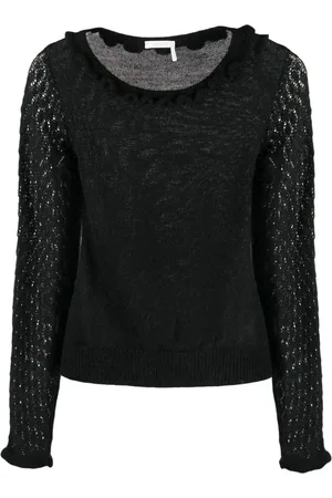 See by Chloé Strik, Dame, Sort, XS, Uld, Sort Uld Casual Sweater