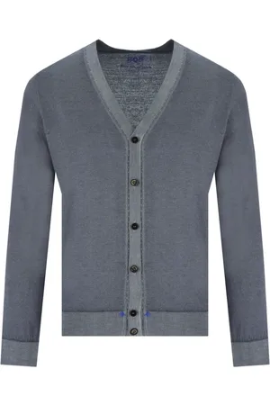 BOB der Bär Strik, Herre, Grå, 2XL, Uld, Stålgrå Uld Cardigan med Spids Revers