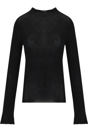 CRUNA Strik, Dame, Sort, XL, Uld, Sort Ribstrikket Uld Jumper
