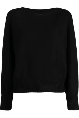 DKNY Strik, Dame, Sort, L, Uld, Casual Sort Sweater med Syede Skuldre