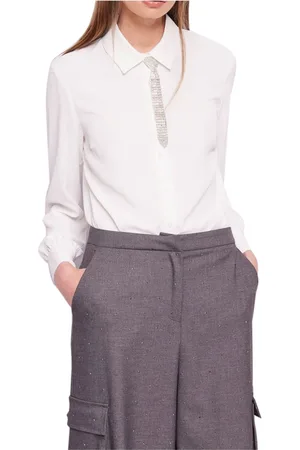 Gaudi Bluser & Skjorter, Dame, Hvid, L, Polyester, Hvid Crêpe de Chine Casual Skjorte
