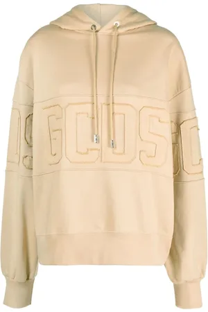 GCDS Sweathshirts & Hoodies, Dame, Brun, S, Bomuld, Brun Logo Hættetrøje Sweatshirt Casual Stil