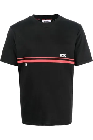 GCDS Top, Herre, Sort, L, Bomuld, Sort Logo Bånd Kortærmet T-Shirt