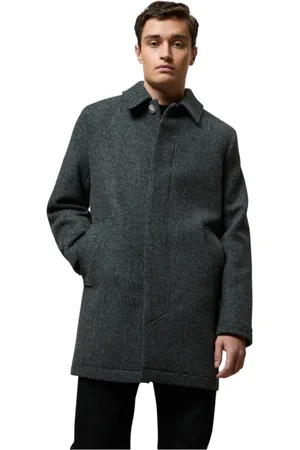 Brixtol Frakke, Herre, Grå, XL, Uld, Klassisk uld T-coat i mørkegrå