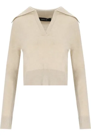 FEDERICA TOSI Strik, Dame, , 2XS, Uld, Smør Polo Jumper med V-hals