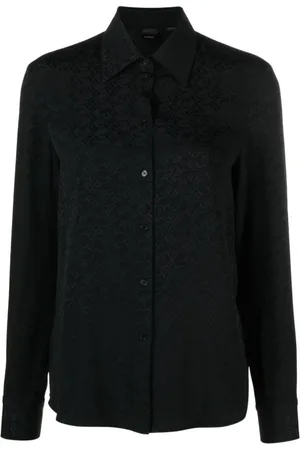 Pinko Bluser & Skjorter, Dame, Sort, L, Elegant Langærmet Sort Skjorte