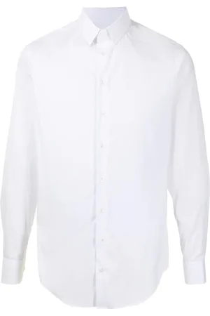 Giorgio Armani Skjorte, Herre, Hvid, 5XL, Bomuld, Elegant Langærmet Hvid Skjorte