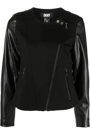 DKNY Jakke, Dame, Sort, S, Polyester, Sort Moto Jakke Casual Stil
