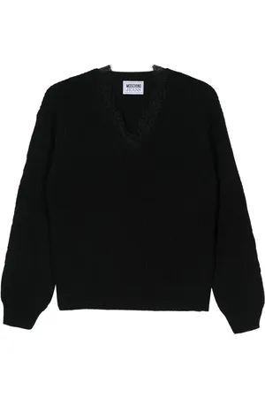Moschino Strik, Dame, Sort, XS, Uld, Sort Uldblanding Halv-Cardigan Sweater