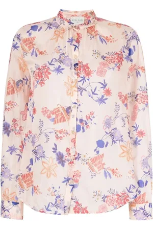 FORTE FORTE Bluser & Skjorter, Dame, Flerfarvet, M, Bomuld, Elegant Beige Langærmet Skjorte