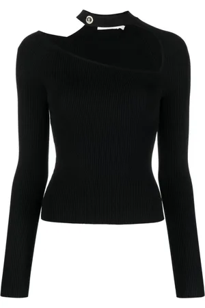 Simkhai Strik, Dame, Sort, L, Uld, Sort Casual Sweater med Mockneck