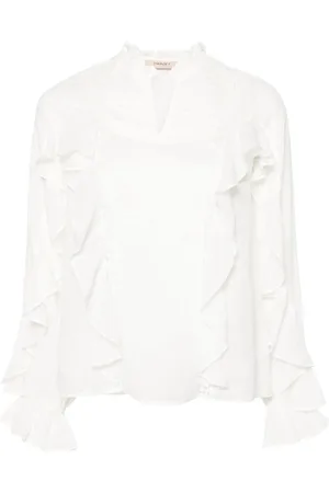 Twin-Set Bluser & Skjorter, Dame, , 2XS, Nylon, Elegant Blå Blonde Langærmet Skjorte