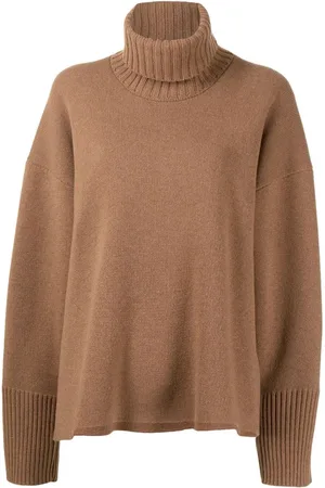 Proenza Schouler Strik, Dame, Brun, M, Cashmere, Oversize Cashmere Turtleneck Sweater
