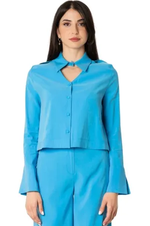 JIJIL Bluser & Skjorter, Dame, Blå, L, Polyester, Ocean Viskosebluse med langærmet