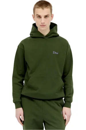 DIME Sweathshirts & Hoodies, Herre, Grøn, M, Bomuld, Logo Hættetrøje i Bomuldsfleece
