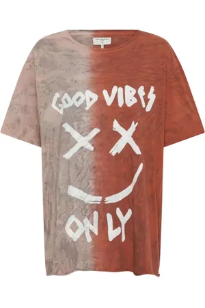 ONE TEASPOON Top, Dame, Flerfarvet, S, Bomuld, Tie Dye Bomuld T-shirt med Print