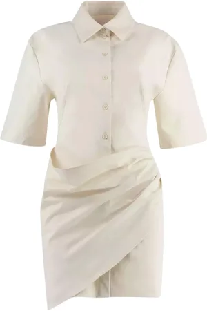 Jacquemus Kjole, Dame, Hvid, M, Bomuld, Ivory Mini Skjortekjole