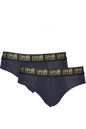 Roberto Cavalli Undertøj, Herre, Blå, M, Blå Herre Slip Bi-Pack med Taljeelastik og Logo Print